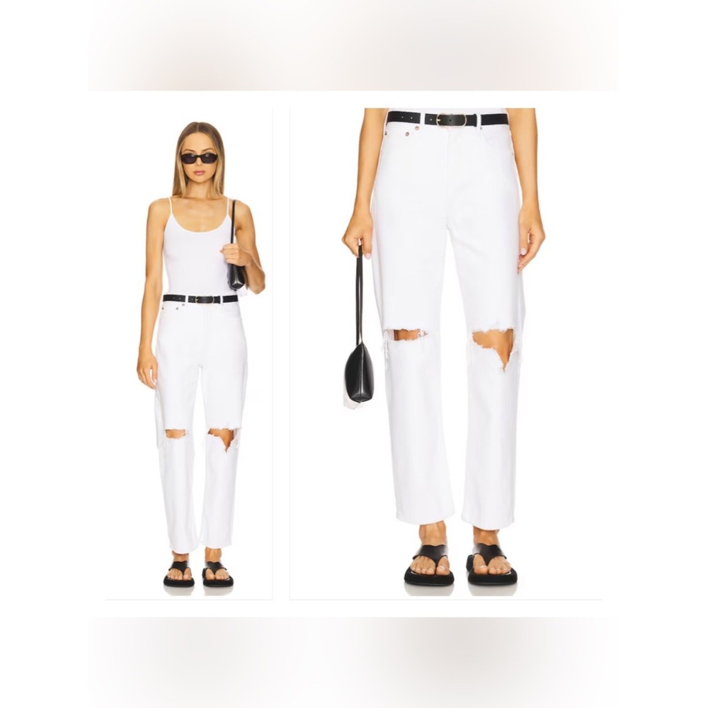 Agolde Womens‎ 90s Jeans Size 27 Baggy Wide Leg Grunge White Festival Distressed